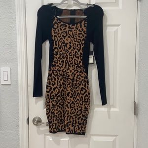 Cheetah pattern long sleeve dress
